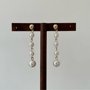 4/$15 Gold Gradual Sized Faux Pearls Drop Dangling Earrings